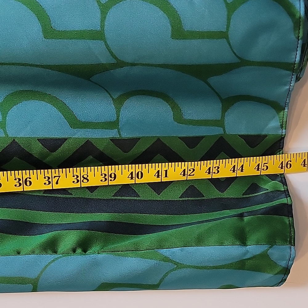 Mango | Green and Blue Wrap Dress with 3/4 Bishop Sleeves for Cocktail - Picture 11 of 14